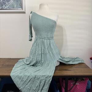 Merokeety Light Green One-Shoulder Dress Size Small